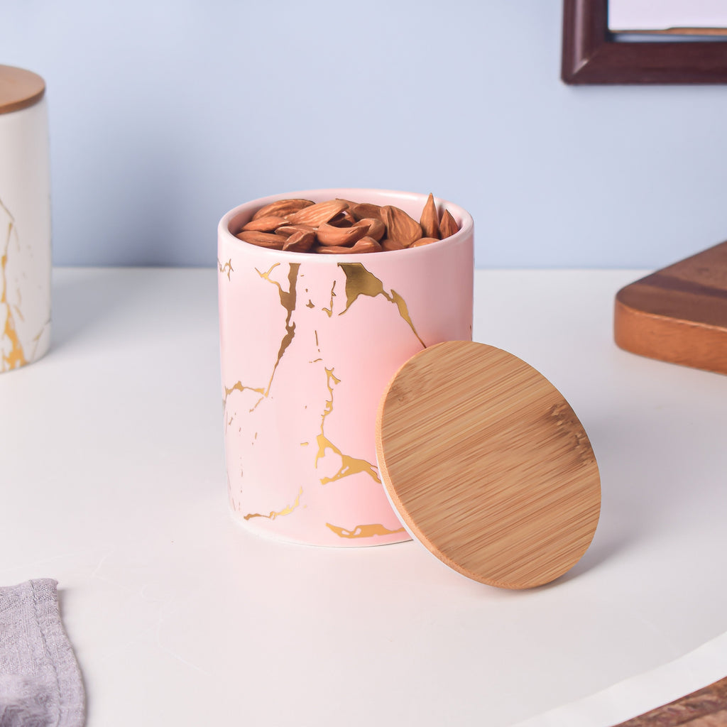 Auric Marble Pink Jar with Lid Nestasia