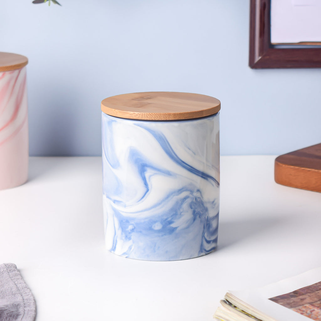 Marble Blue Jar with Lid Nestasia