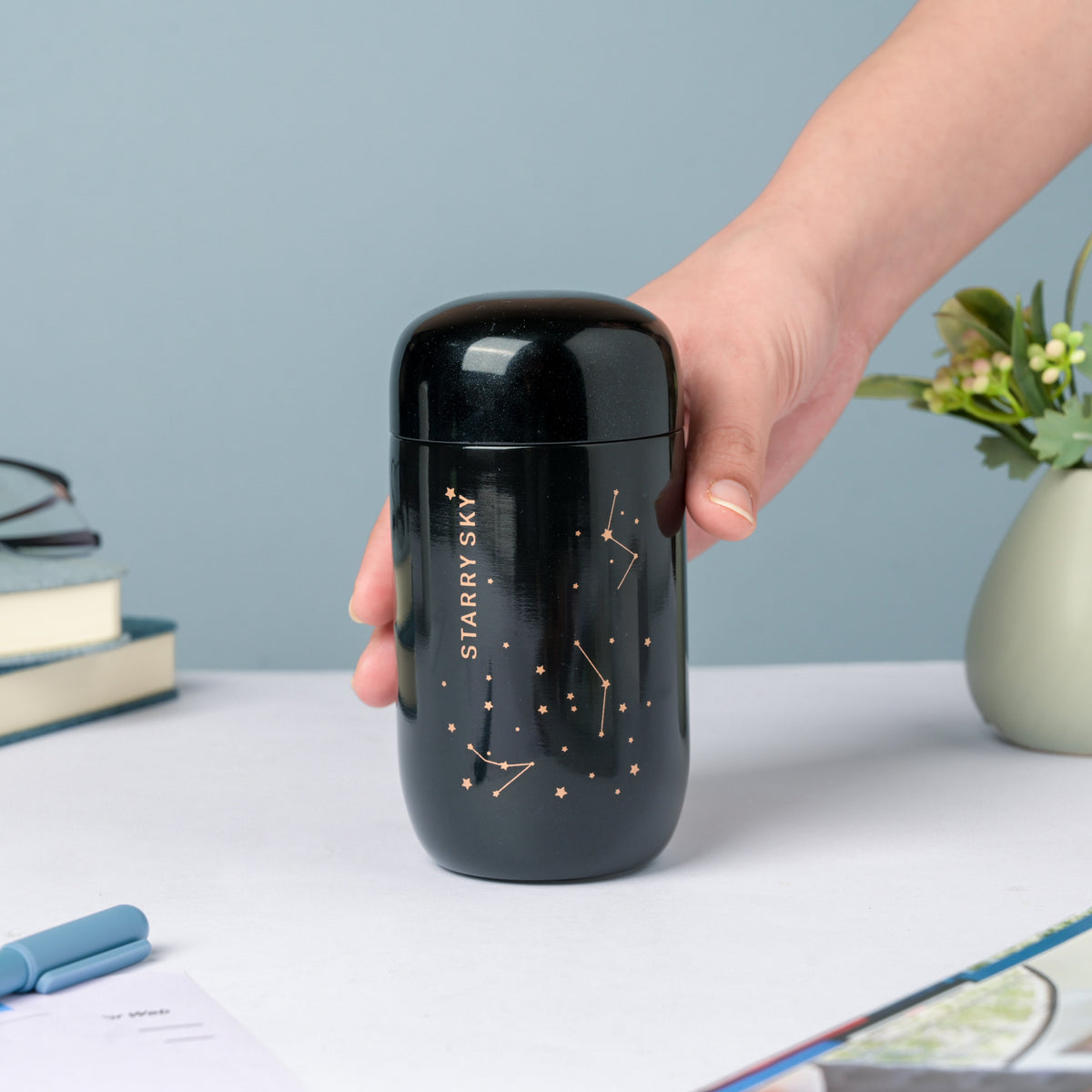 Starry Sky Mini Stainless Steel Flask Black 200ml Nestasia