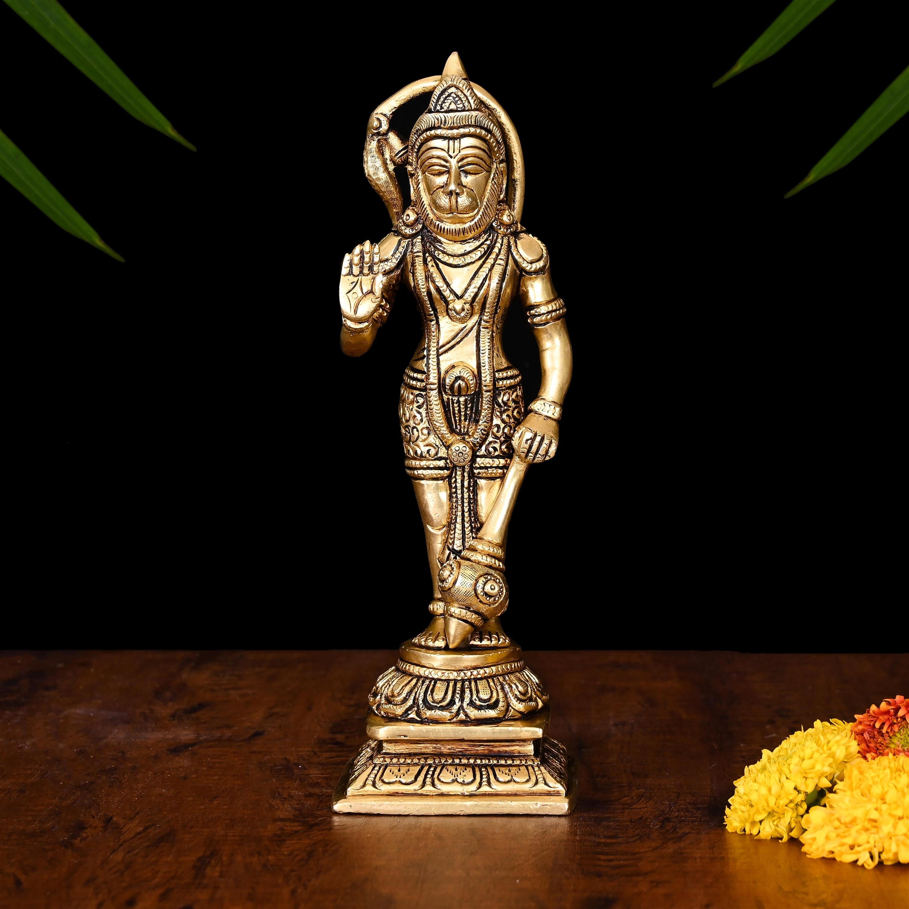 Brass Standing Hanuman Idol (9.5 Inch) Vedansh Craft