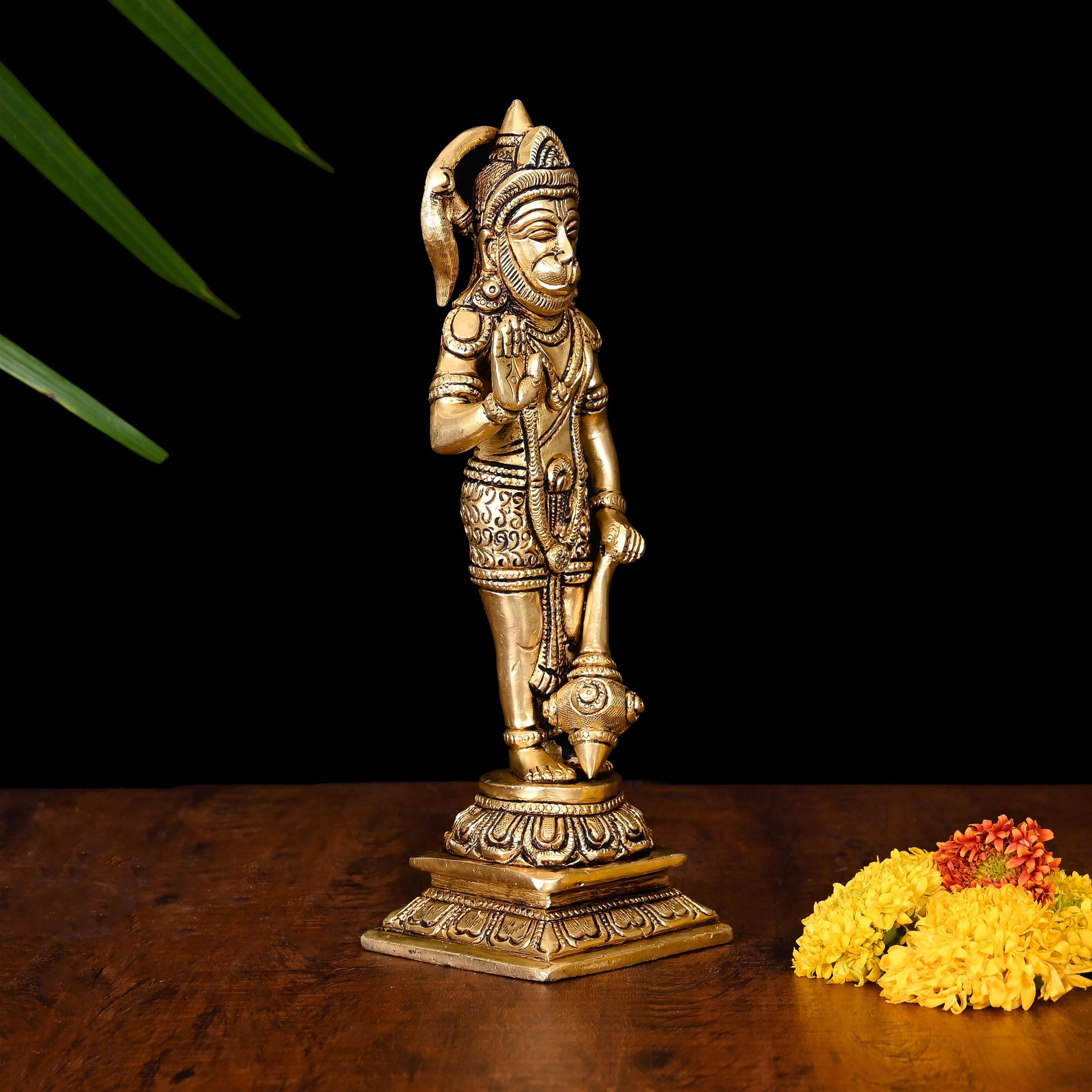 Brass Standing Hanuman Idol (9.5 Inch) Vedansh Craft