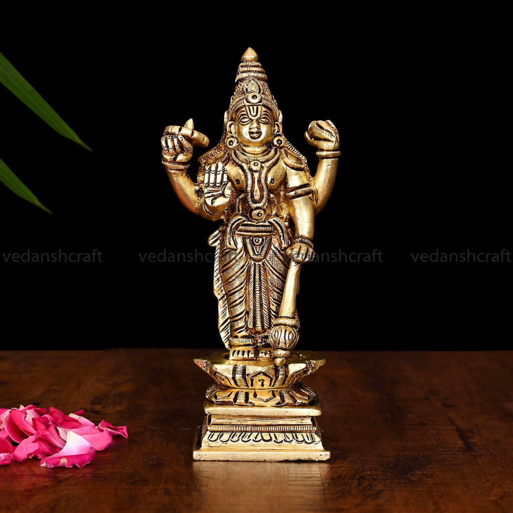 Brass Lord Vishnu Idol (7 Inch) Vedansh Craft