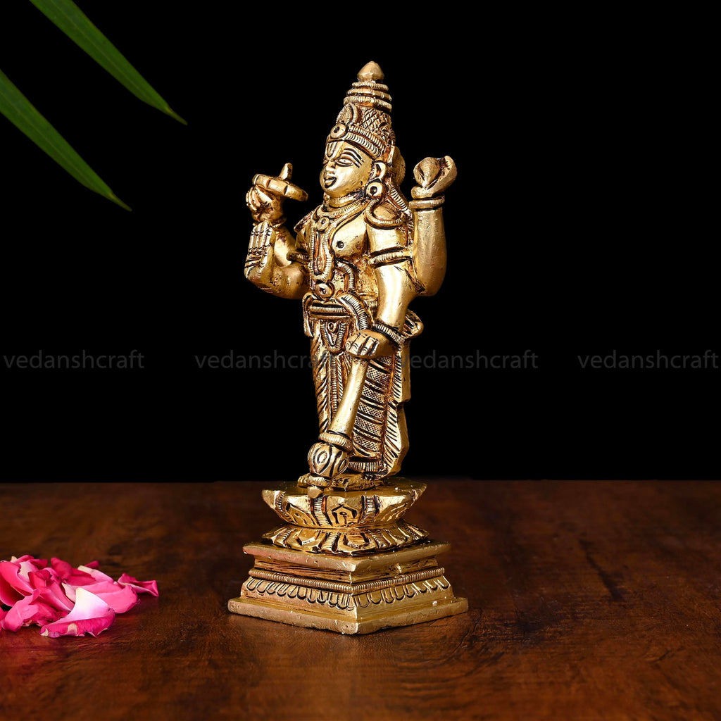 Brass Lord Vishnu Idol (7 Inch) Vedansh Craft
