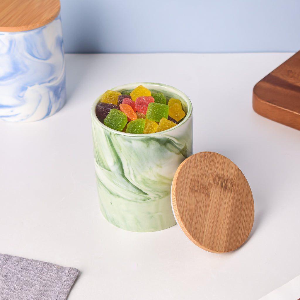 Marble Green Jar with Lid Nestasia