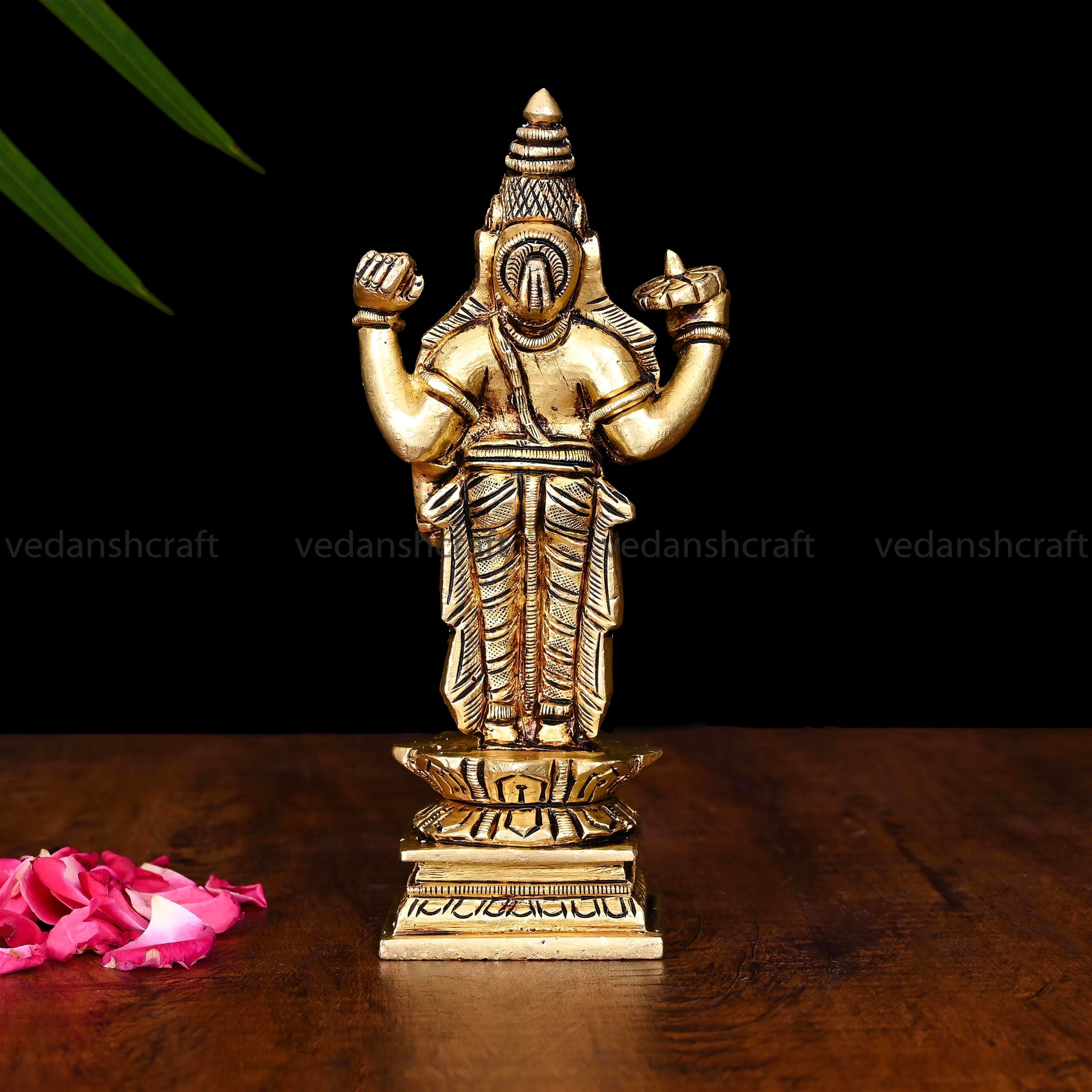Brass Lord Vishnu Idol (7 Inch) Vedansh Craft
