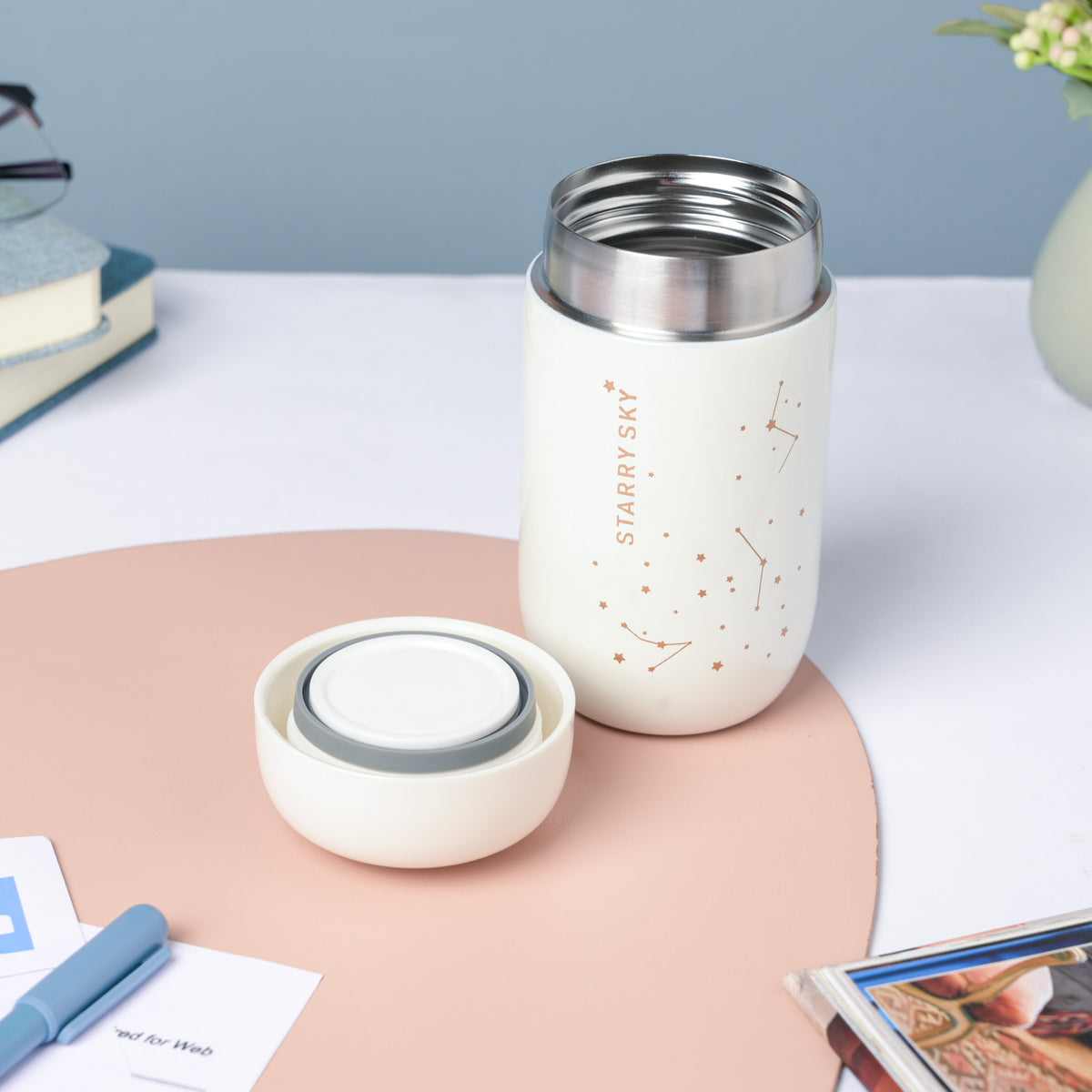 Starry Sky Mini Stainless Steel Flask White 200ml Nestasia