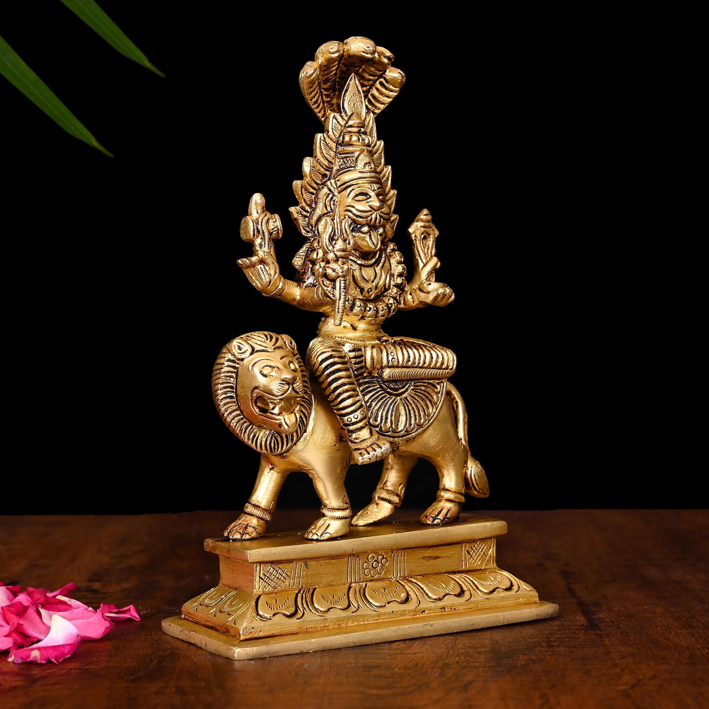 Brass Pratyangira Devi Idol (7 Inch) Vedansh Craft