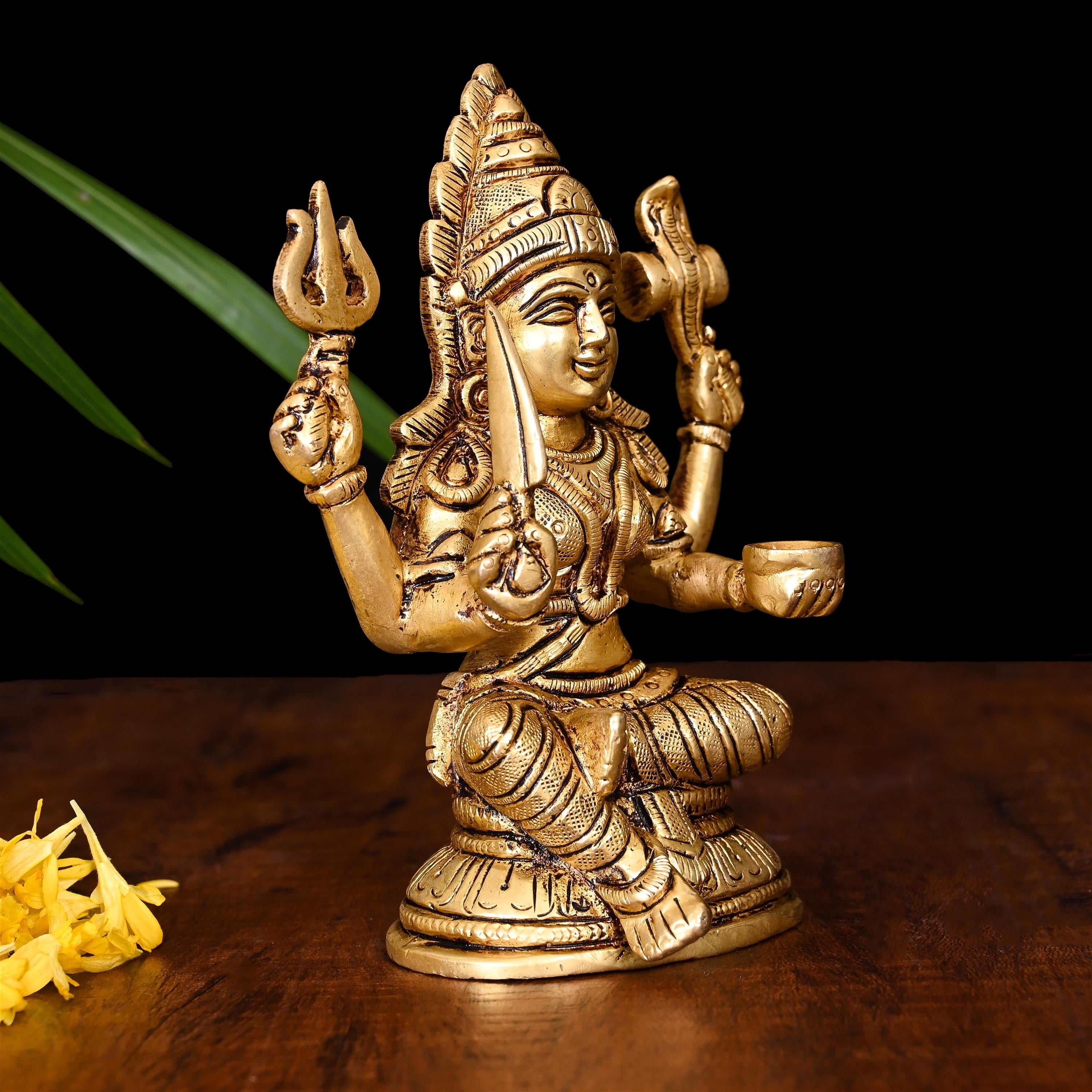 Brass Sitting Karumari Amman Idol (5 Inch) Vedansh Craft