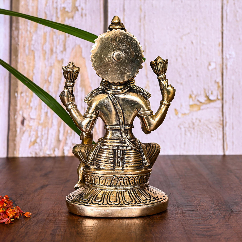 Brass Goddess Sitting Lakshmi Idol (6.8 Inch) Vedansh Craft