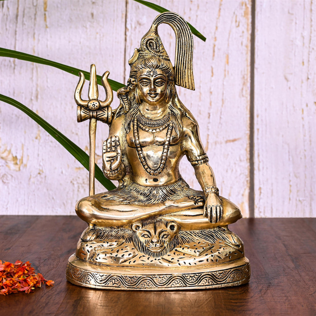 Brass Sitting Lord Shiva Idol (9 Inch) Vedansh Craft