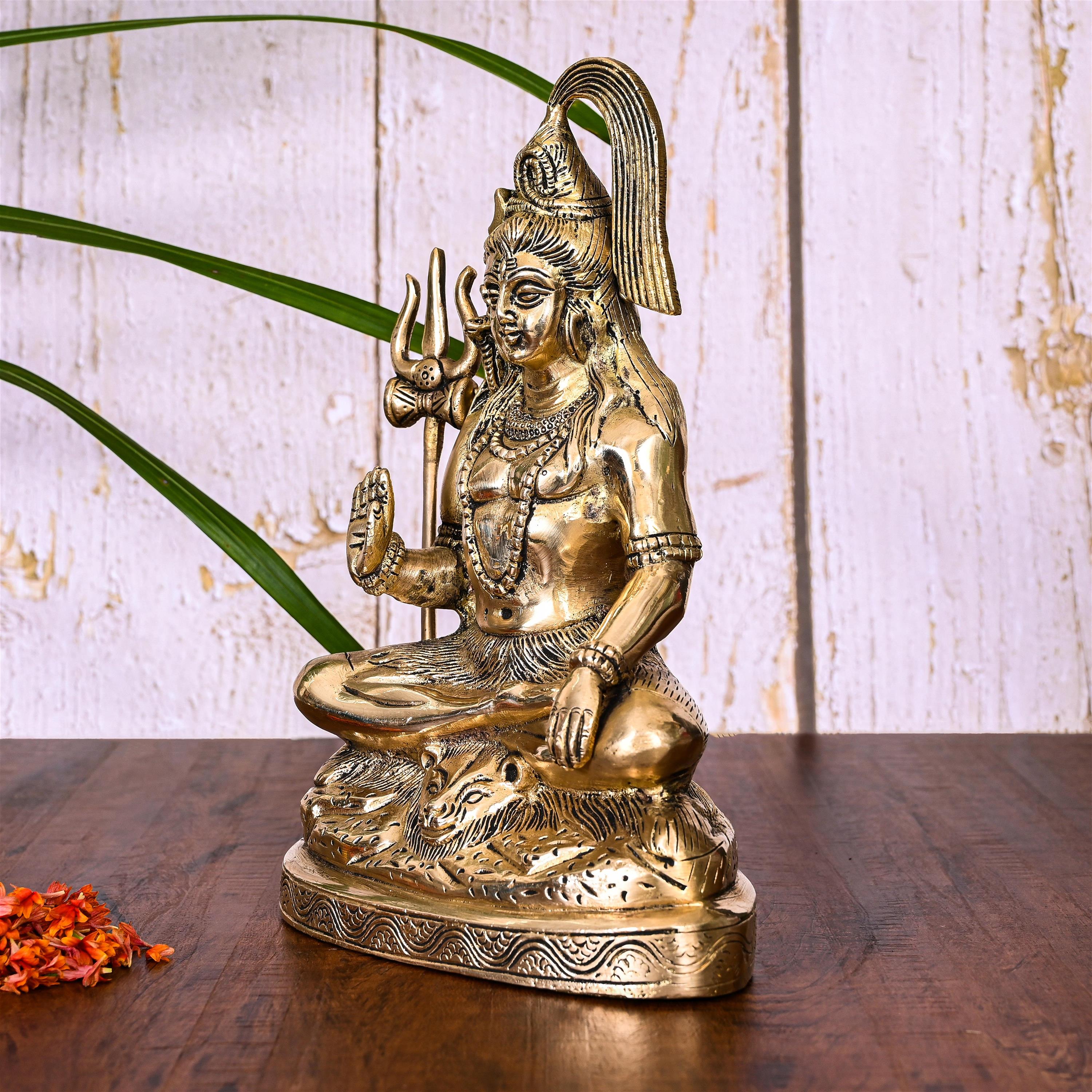 Brass Sitting Lord Shiva Idol (9 Inch) Vedansh Craft