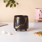 Halcyon Gold Black Marble Ceramic Planter With Legs Small Nestasia