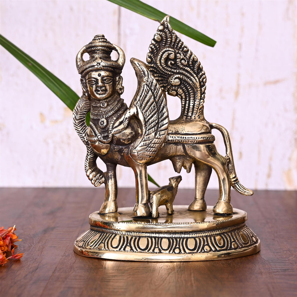 Brass Kamdhenu Cow With Calf Idol Vedansh Craft