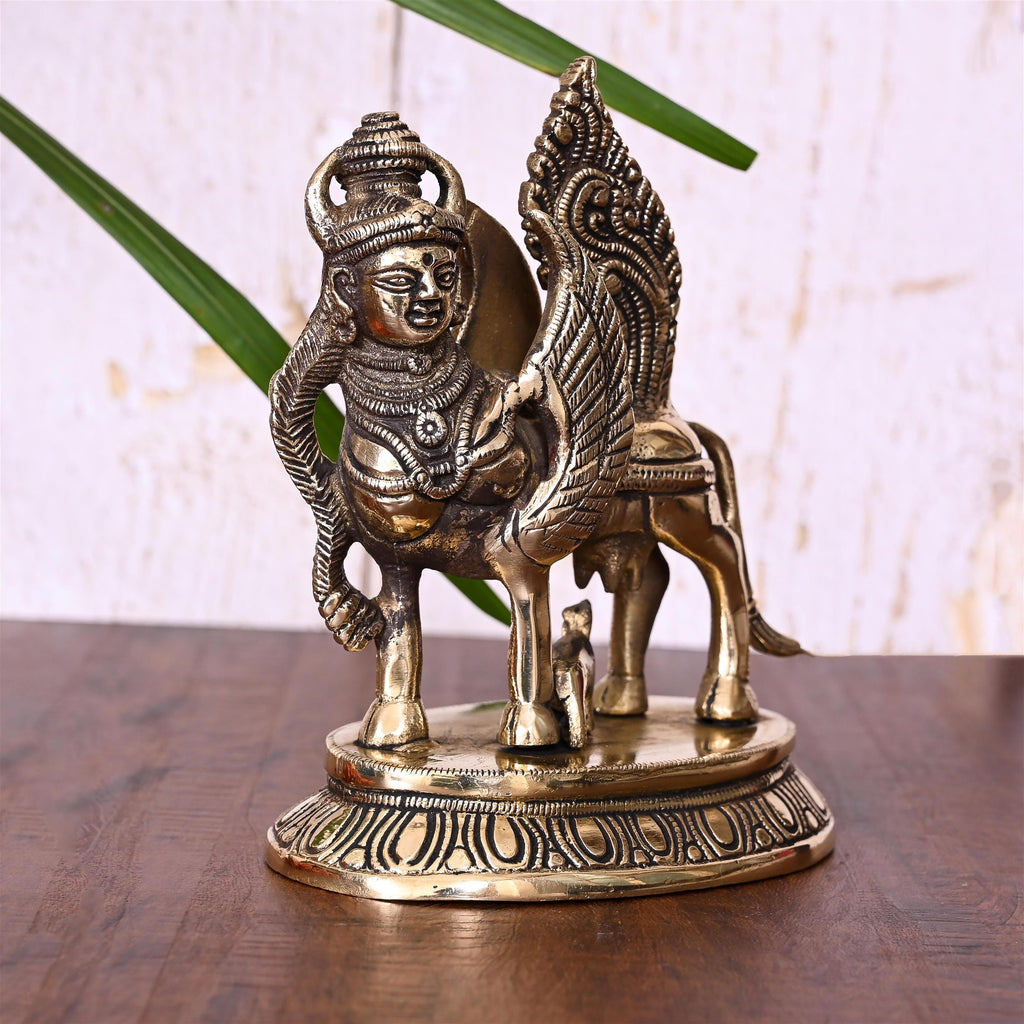 Brass Kamdhenu Cow With Calf Idol Vedansh Craft