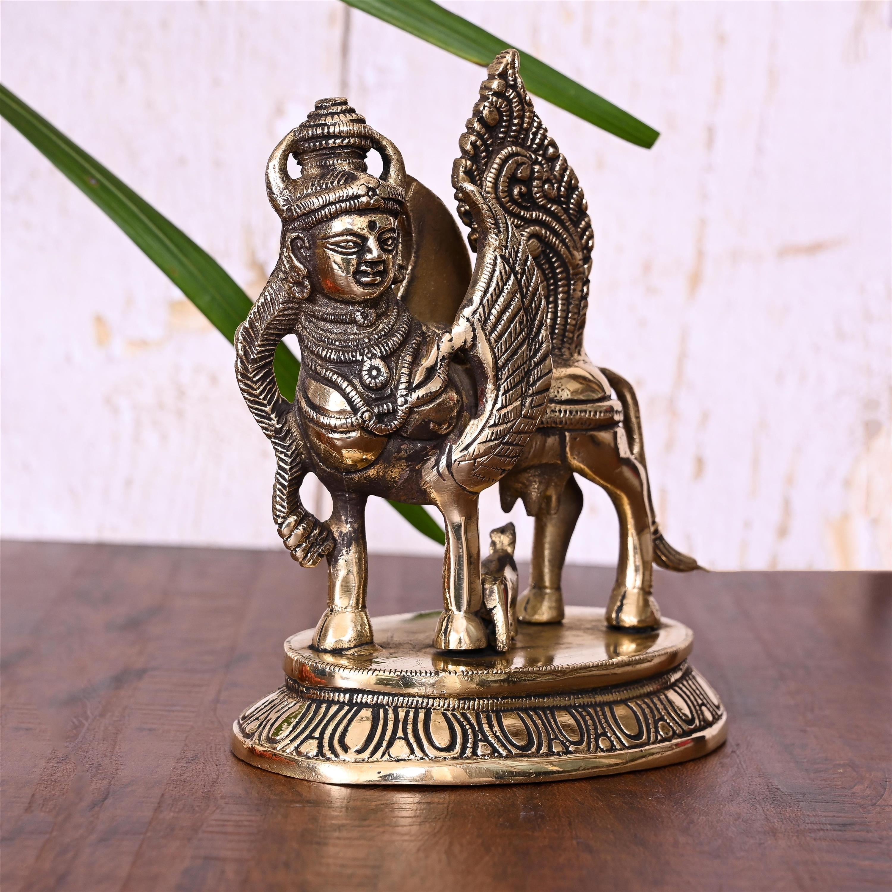 Brass Kamdhenu Cow With Calf Idol Vedansh Craft