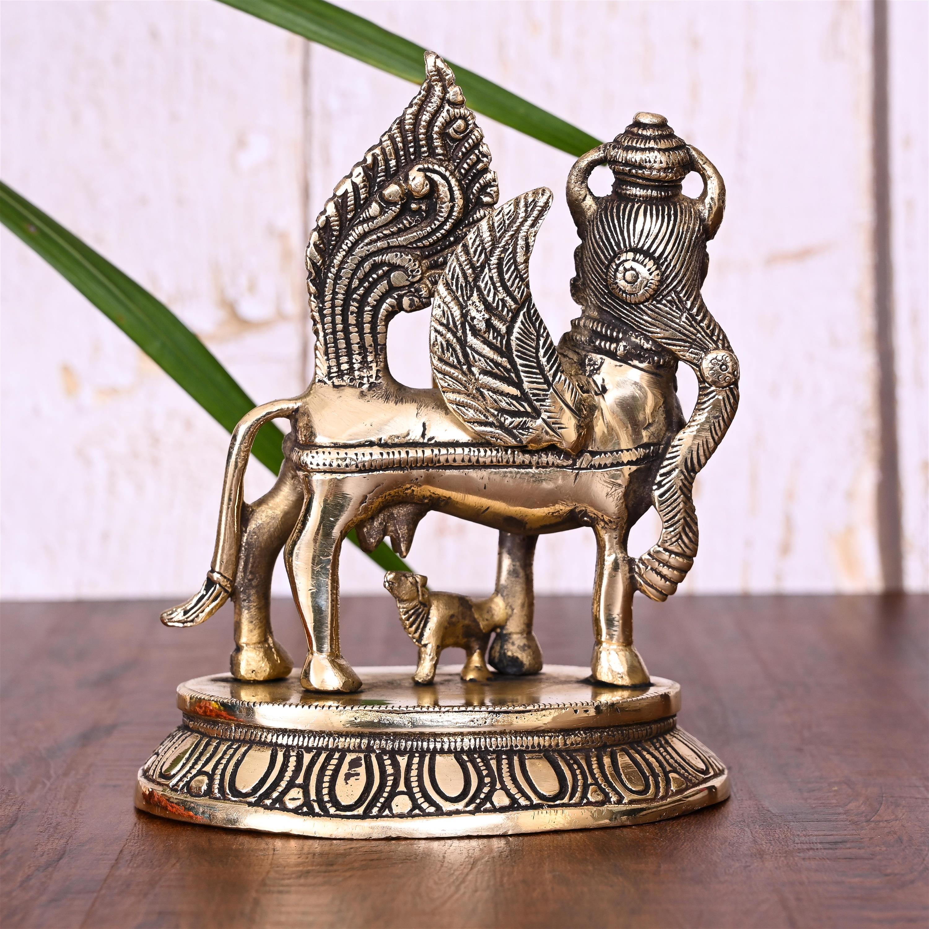 Brass Kamdhenu Cow With Calf Idol Vedansh Craft