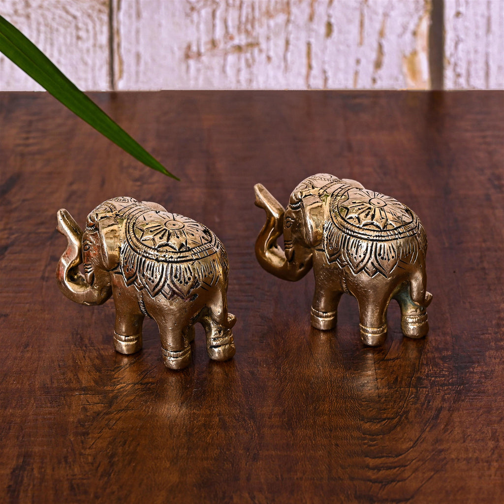 Brass Elephant Statue Pair (2.2 Inch) Vedansh Craft