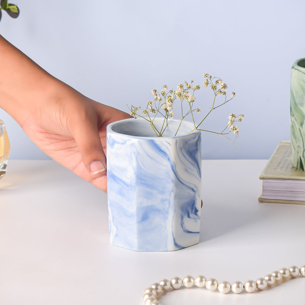 Hexad Marble Blue Ceramic Organiser Nestasia