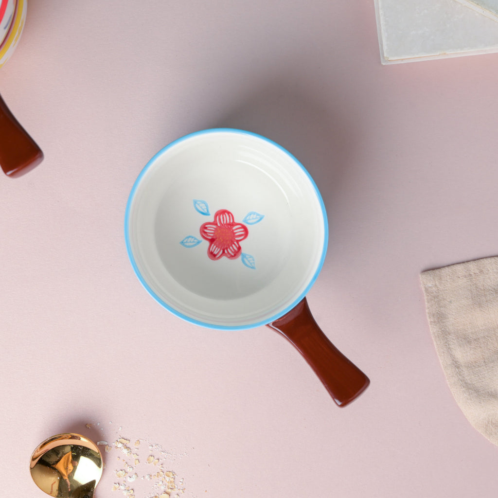 Bloom Blue Ceramic Pot With Handle Nestasia