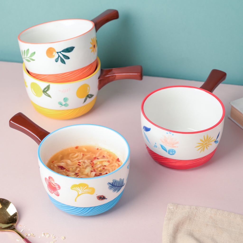 Bloom Blue Ceramic Pot With Handle Nestasia