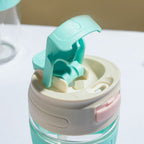 Glass Tumbler With Dual Flip Lid Blue 350ml Nestasia
