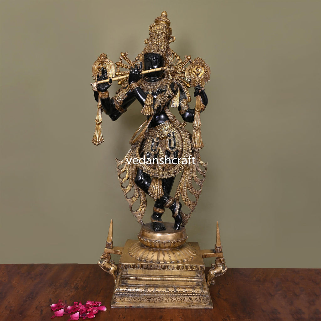 Brass Standing Krishna Statue/Idol (41 Inch) Vedansh Craft