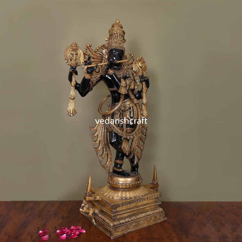 Brass Standing Krishna Statue/Idol (41 Inch) Vedansh Craft