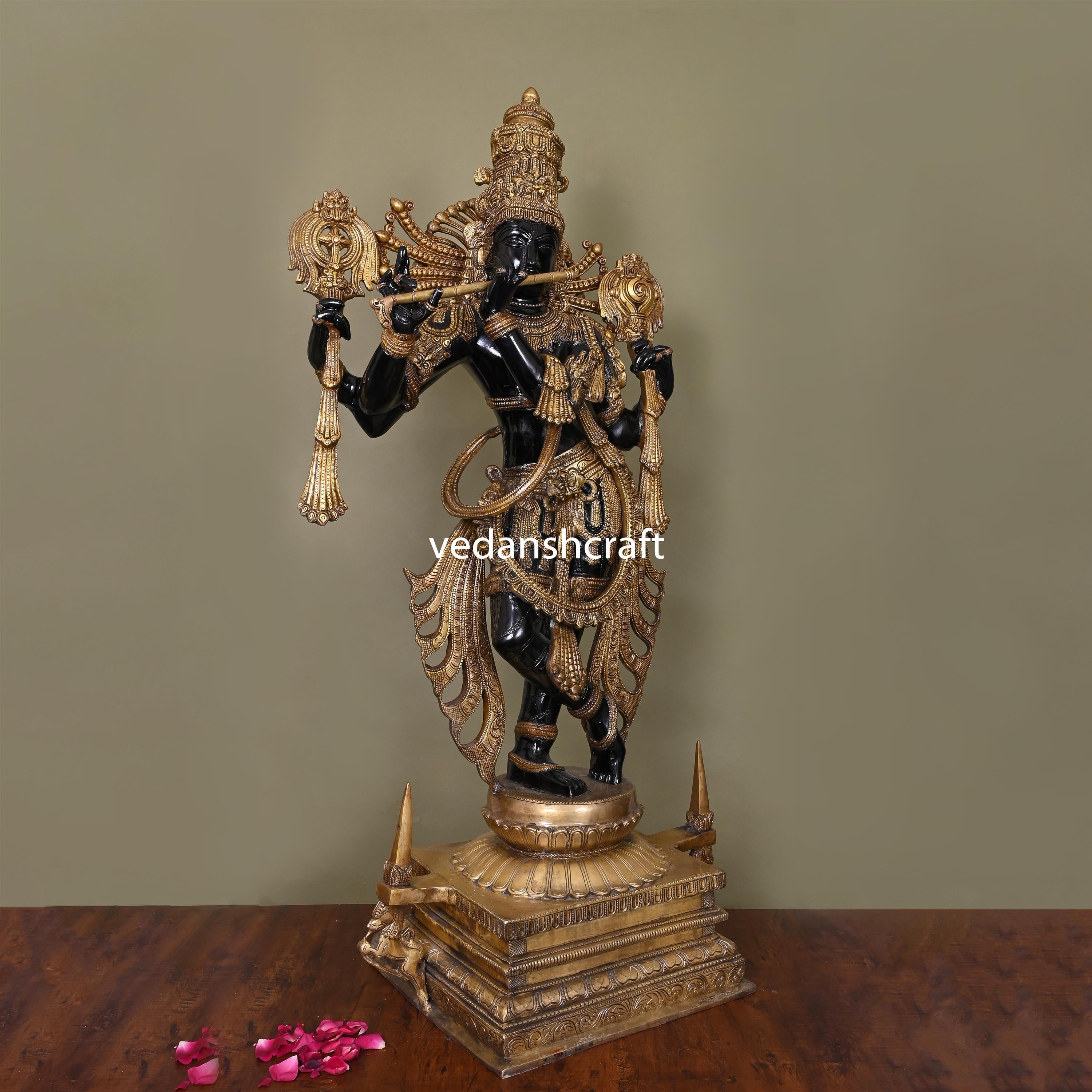Brass Standing Krishna Statue/Idol (41 Inch) Vedansh Craft