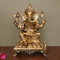 Brass Superfine Lord Sitting Ganesha Idol (13.8 Inch) Vedansh Craft