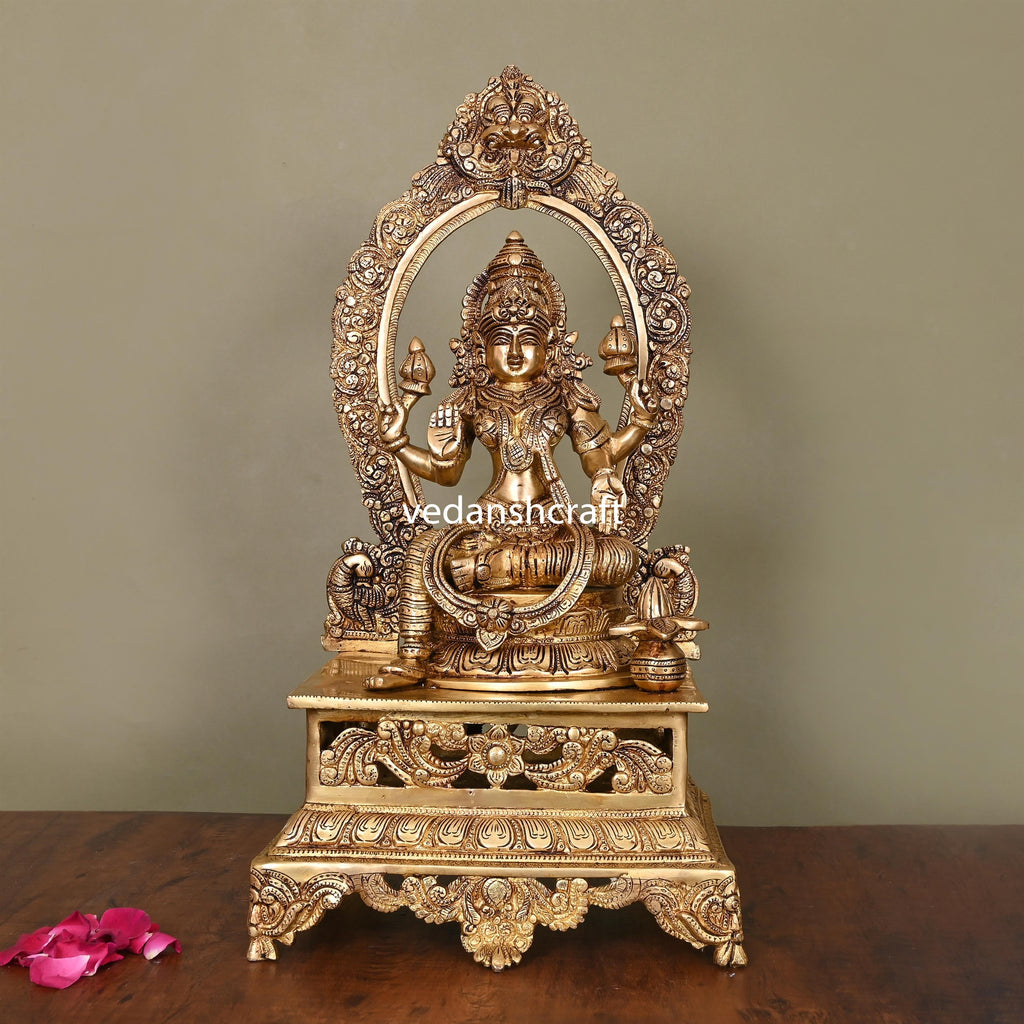 Brass Superfine Sitting Lakshmi On Throne (20.5 Inch) Vedansh Craft