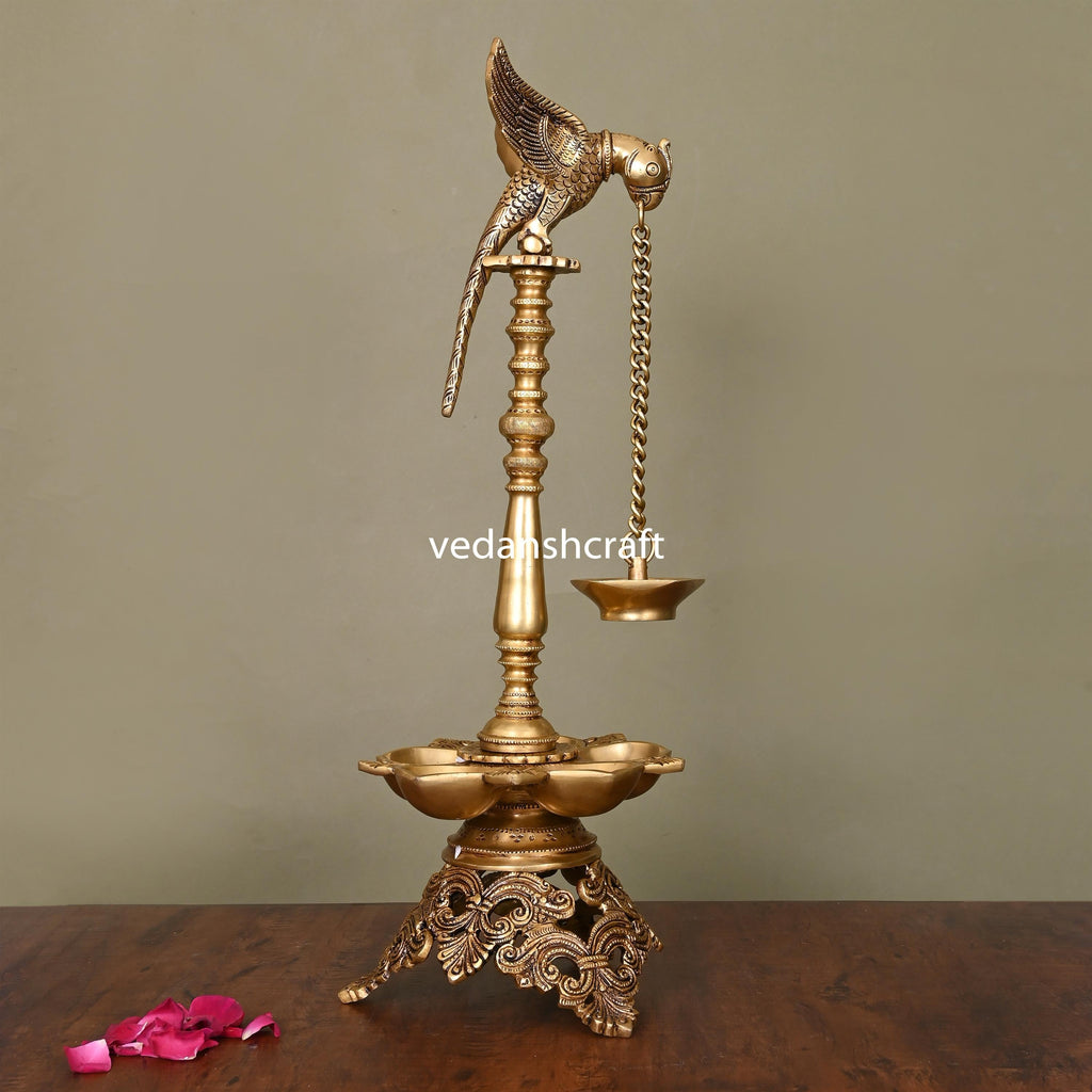 Brass Superfine Parrot Long Lamp (21 Inch) Vedansh Craft