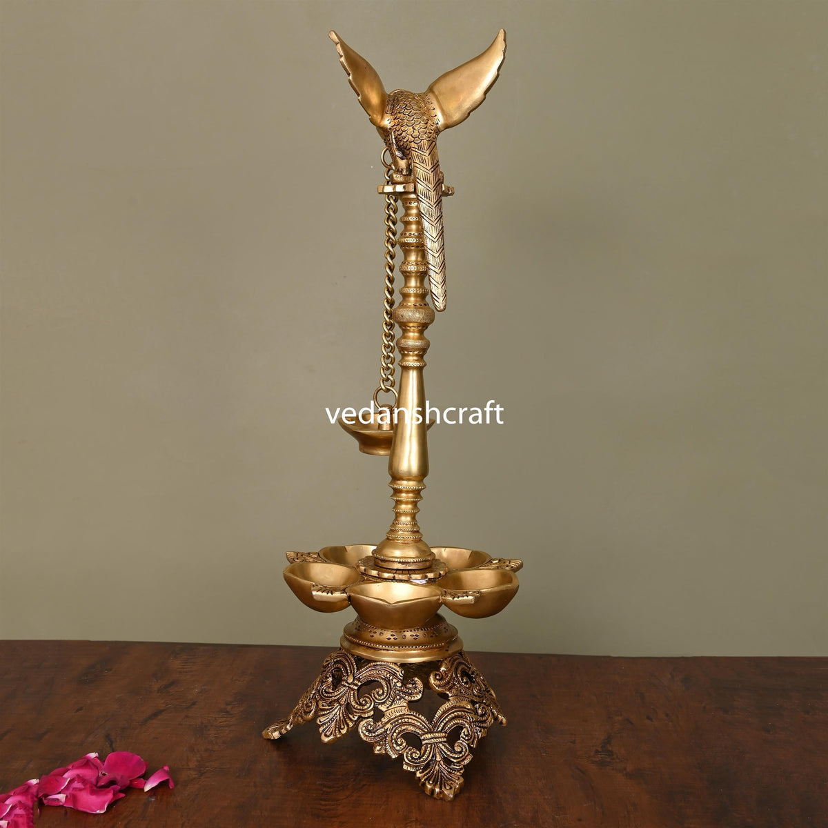Brass Superfine Parrot Long Lamp (21 Inch) Vedansh Craft