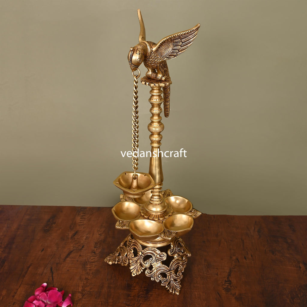 Brass Superfine Parrot Long Lamp (21 Inch) Vedansh Craft