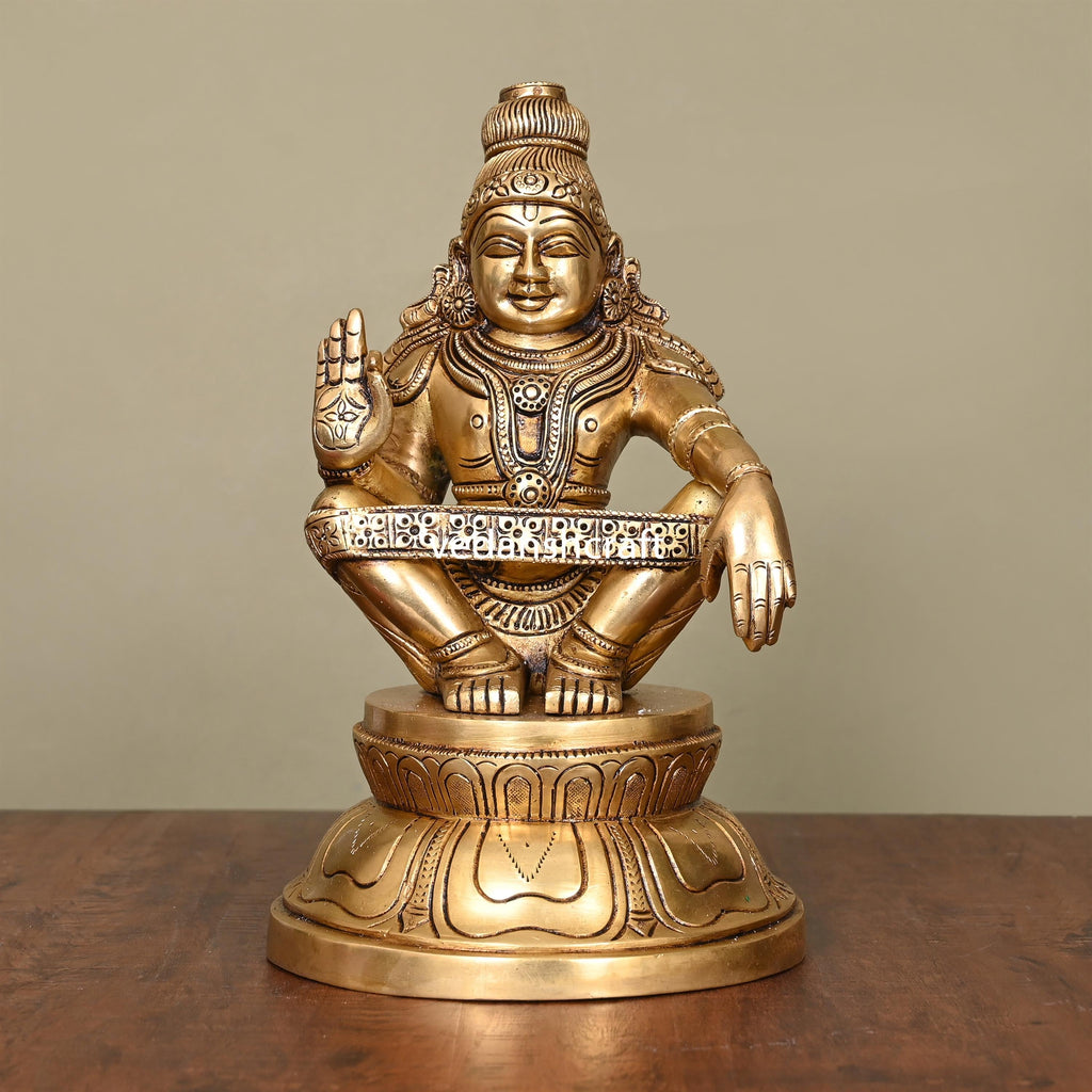 Brass Lord Ayyappa/Ayyappan Superfine Idol (9.5 Inch) Vedansh Craft