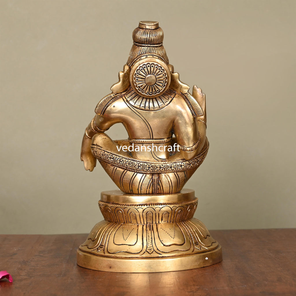 Brass Lord Ayyappa/Ayyappan Superfine Idol (9.5 Inch) Vedansh Craft