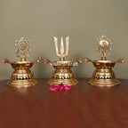 Brass Superfine Shankh Chakra And Namah Diya Set (9.5 Inch) Vedansh Craft