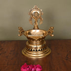 Brass Superfine Shankh Chakra And Namah Diya Set (9.5 Inch) Vedansh Craft