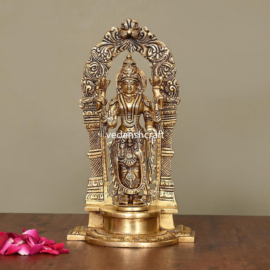 Brass Superfine Standing Goddess Lakshmi Idol (9 Inch) Vedansh Craft