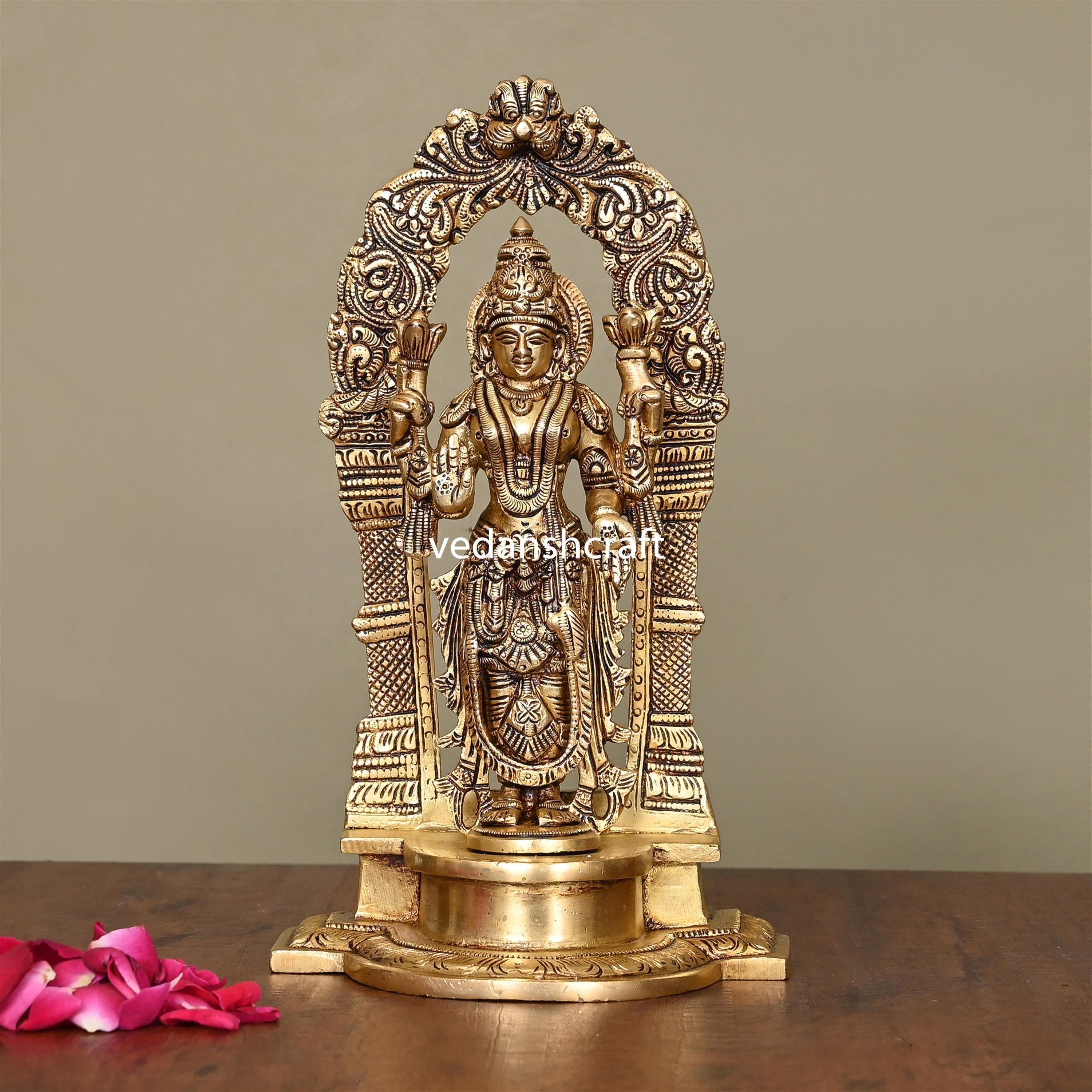 Brass Superfine Standing Goddess Lakshmi Idol (9 Inch) Vedansh Craft