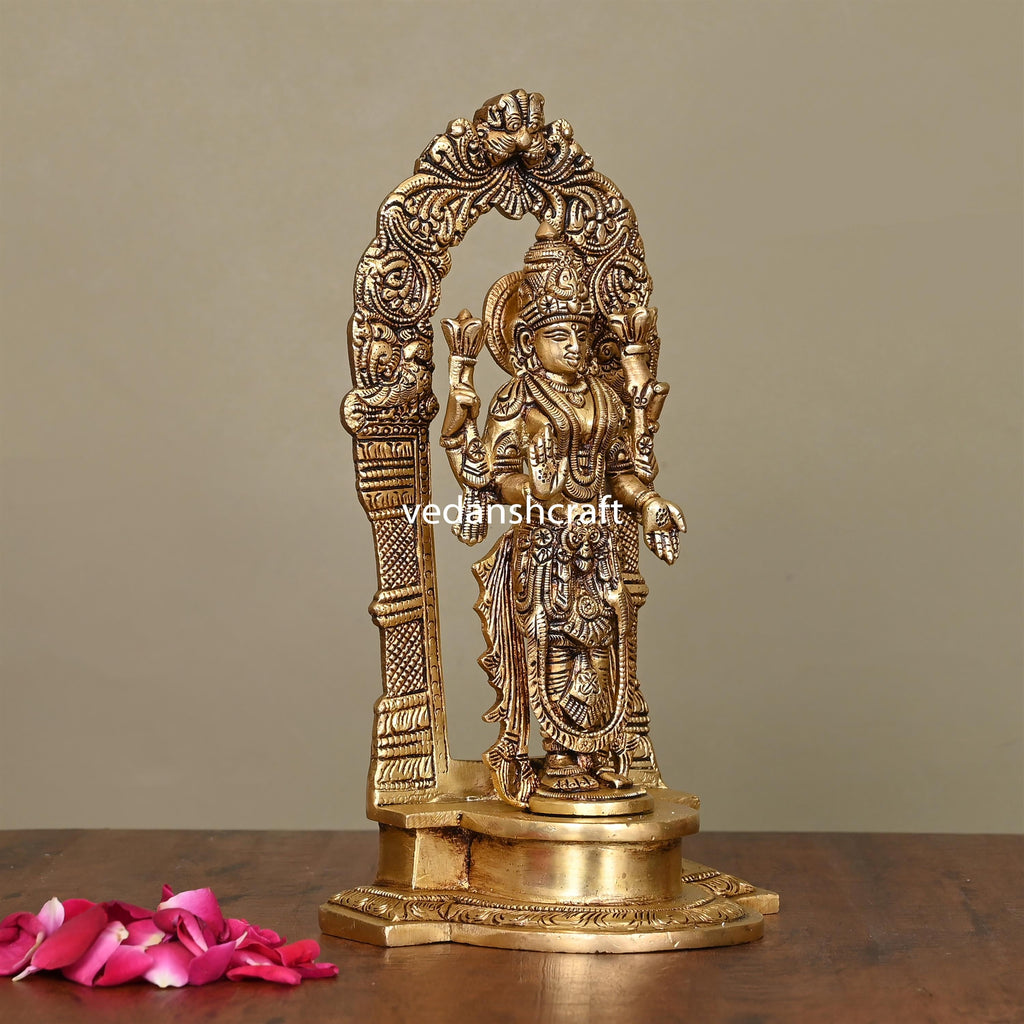 Brass Superfine Standing Goddess Lakshmi Idol (9 Inch) Vedansh Craft