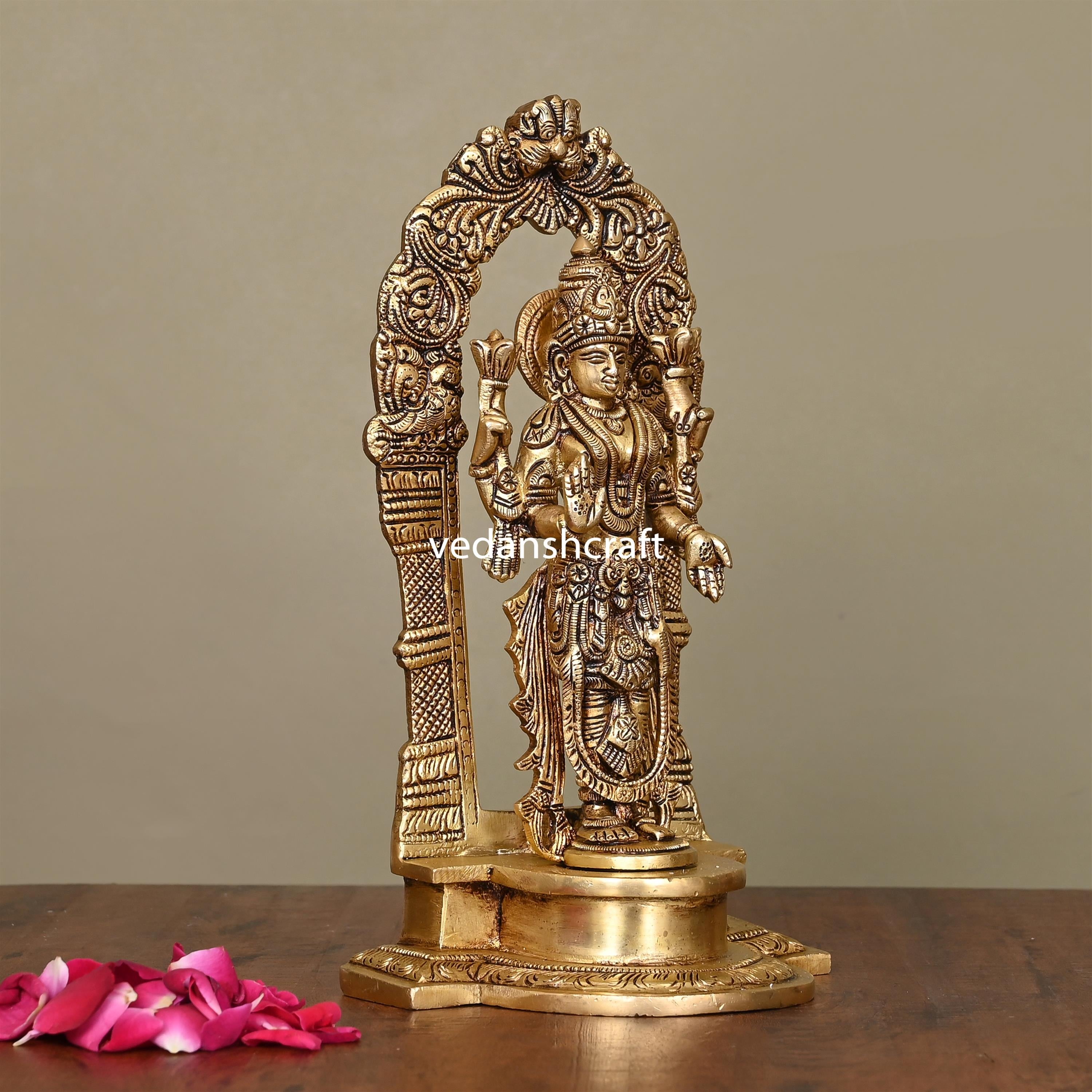 Brass Superfine Standing Goddess Lakshmi Idol (9 Inch) Vedansh Craft