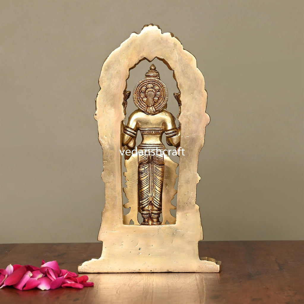 Brass Superfine Standing Goddess Lakshmi Idol (9 Inch) Vedansh Craft