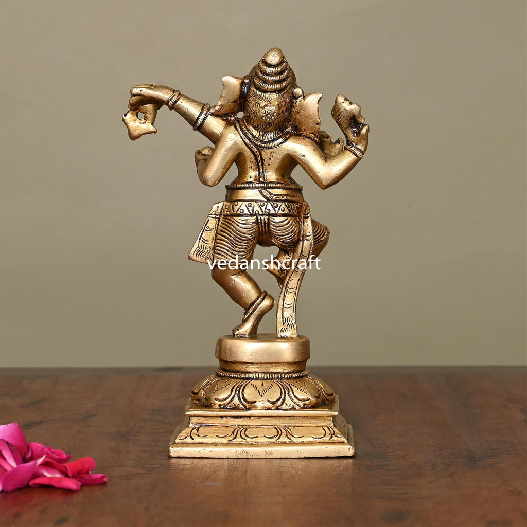 Brass Superfine Dancing Ganesha Idol (6.2 Inch) Vedansh Craft