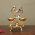 Brass Ethnic Peacock Diya Stand (6.8 Inch) Vedansh Craft