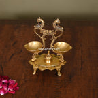 Brass Ethnic Peacock Diya Stand (6.8 Inch) Vedansh Craft