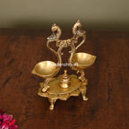 Brass Ethnic Peacock Diya Stand (6.8 Inch) Vedansh Craft