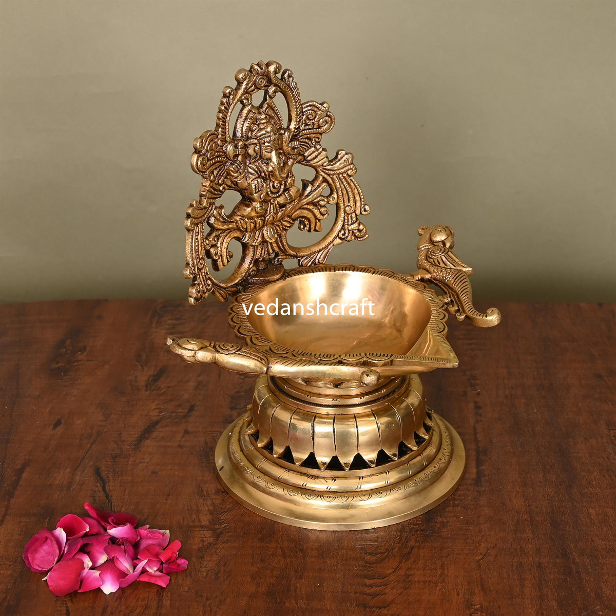 Brass Superfine Ganesha Diya (9.8 Inch) Vedansh Craft