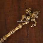 Brass Dancing Ganesha Peacock Ahuti Spoon Vedansh Craft