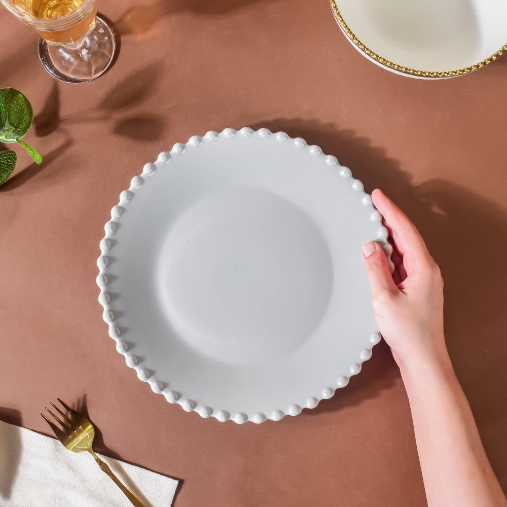 Scalloped Dinner Plate Grey 10 Inch Nestasia