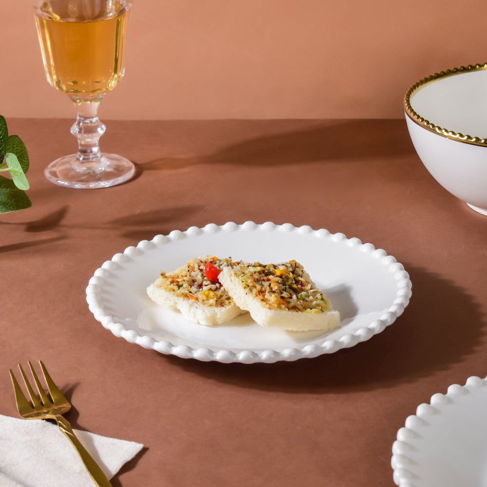 Scalloped Snack Plate White 8 Inch Nestasia